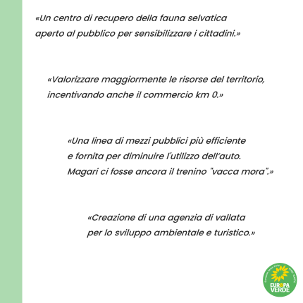 Nella Valle dell’Agno un questionario di Europa Verde ha individuato le priorità dei cittadini